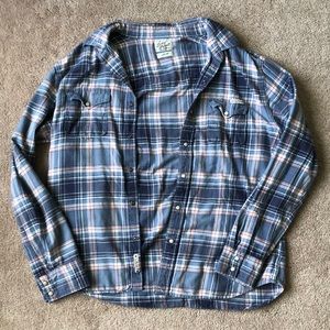 Lucky Brand | Blue & Orange Flannel | LARGE